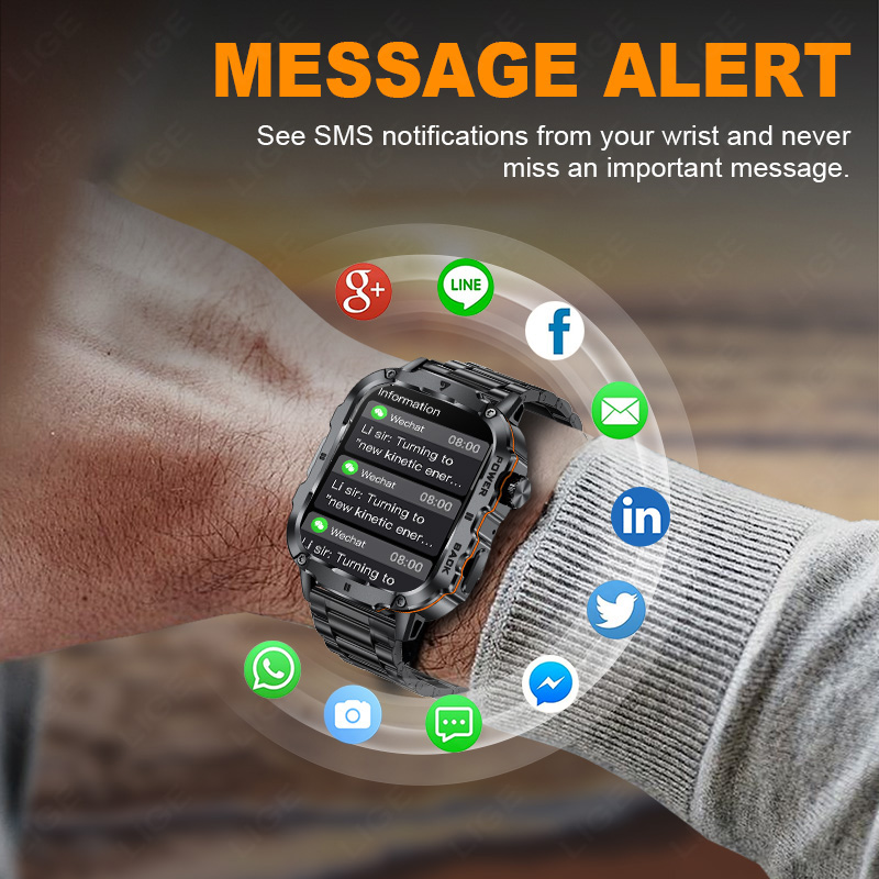 LIGE 2025 Rugged Military Smar - Smartwatch Rugged Watches For Men 评论和价格