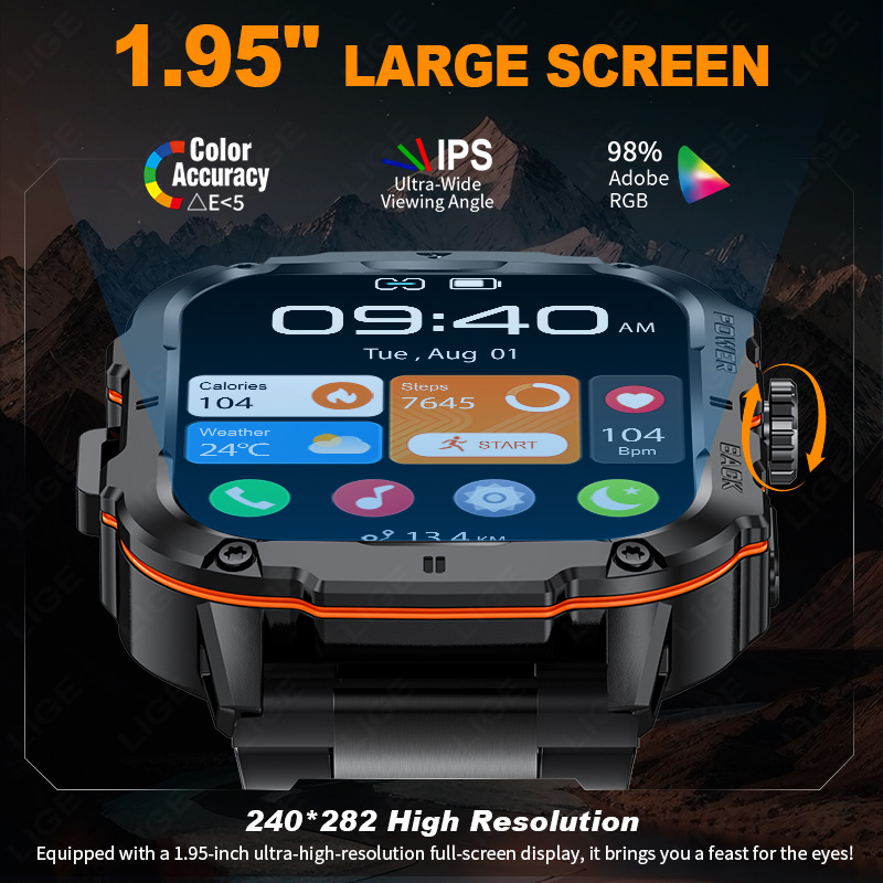 LIGE 2025 Rugged Military Smar - Smartwatch Rugged Watches For Men 评论和价格