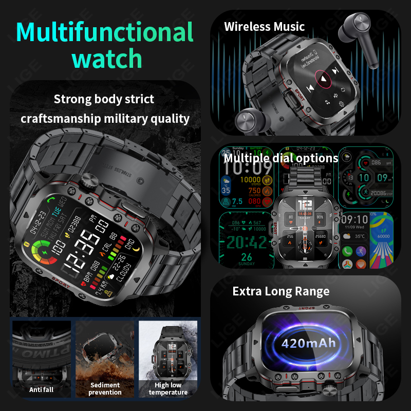 2026 Rugged Military Fitness S - Smartwatch Rugged Watches For Men 评论和价格