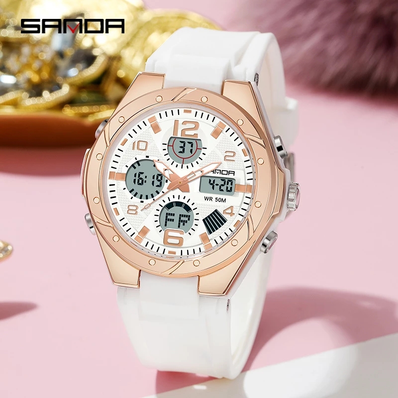 SANDA pink Watch for Women Ana - Chronograph Sport Watch 评论和价格